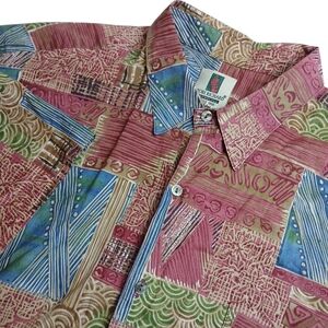 TORI‎ RICHARDS Honolulu 2XL Abstract Print Hawaiian Shirt Cotton Lawn